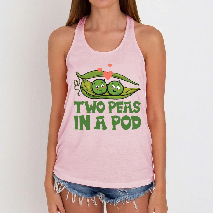 Two Peas In A Pod Valentines Day In Love Vegan Vegetables Gift Women's Knotted Racerback Tank