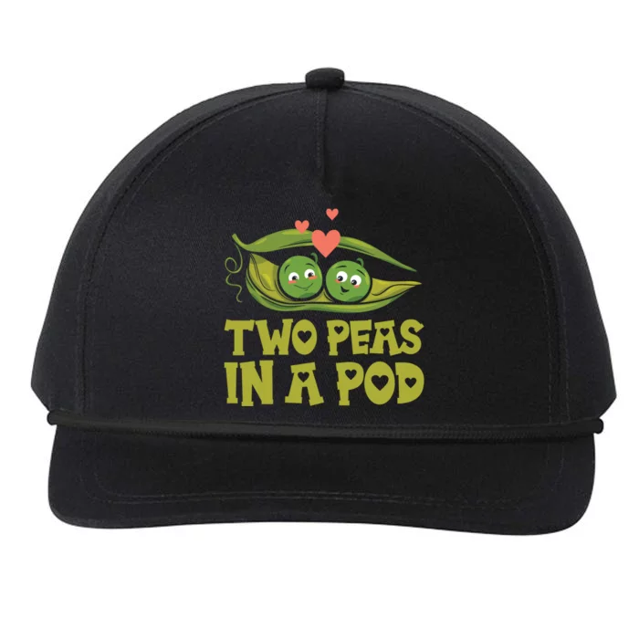 Two Peas In A Pod Valentines Day In Love Vegan Vegetables Cool Gift Snapback Five-Panel Rope Hat