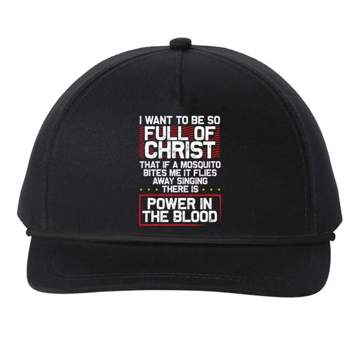 ThereS Power In Blood Funny Religious Christian Snapback Five-Panel Rope Hat