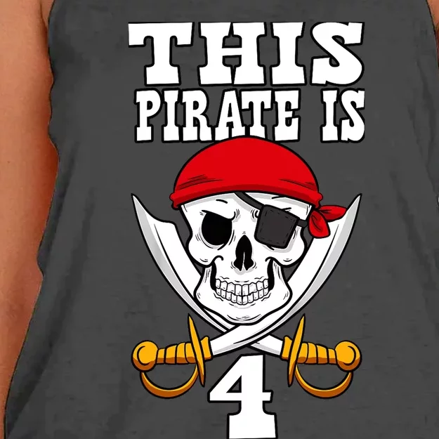 This Pirate Is 4 Pirate Themed 4th Birthday Party Boy Women's Knotted Racerback Tank