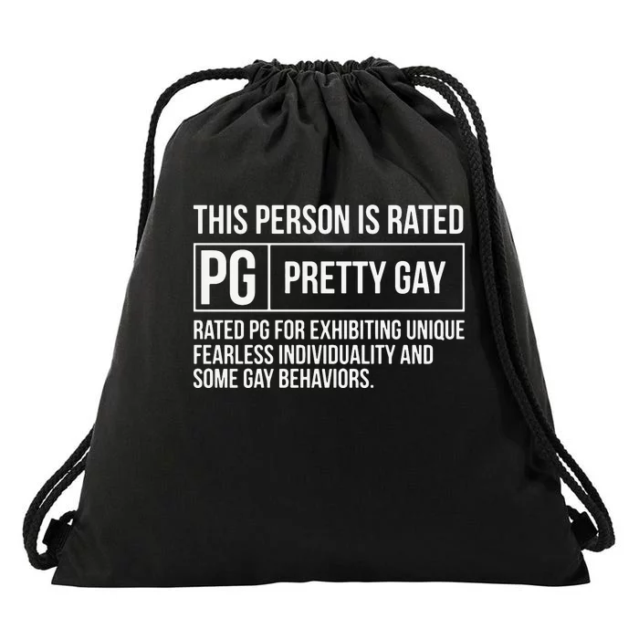 This Person Is Rated Pg Pretty Gay Funny Lgbt Joke Drawstring Bag