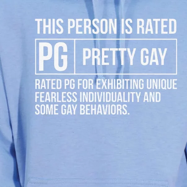 This Person Is Rated Pg Pretty Gay Funny Lgbt Joke Unisex Surf Hoodie