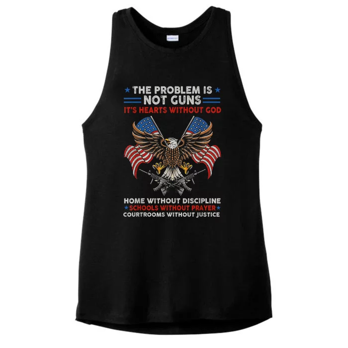 The Problem Is Not Guns ItS Hearts Without God Ladies Tri-Blend Wicking Tank