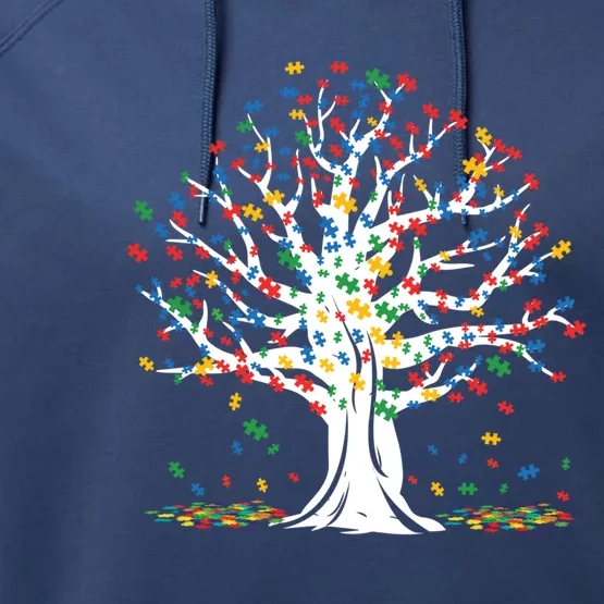 Tree Puzzle Love Special April Autism Awareness Gift Performance Fleece Hoodie