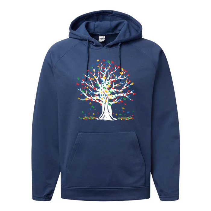 Tree Puzzle Love Special April Autism Awareness Gift Performance Fleece Hoodie