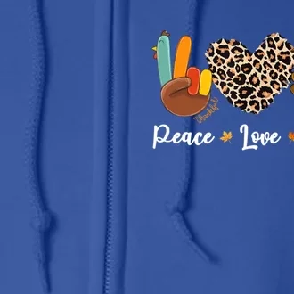 Thanksgiving Peace Love Turkey Dabbing Apparel Meaningful Gift Full Zip Hoodie