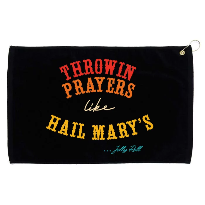 Throwin Prayers Like Hail Marys Retro Apparel Grommeted Golf Towel