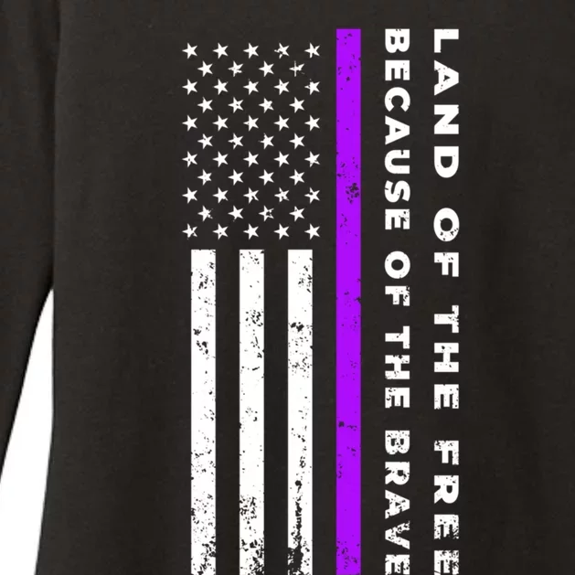 Thin Purple Line Land Of The Free Because Of The Brave Gift Womens CVC Long Sleeve Shirt