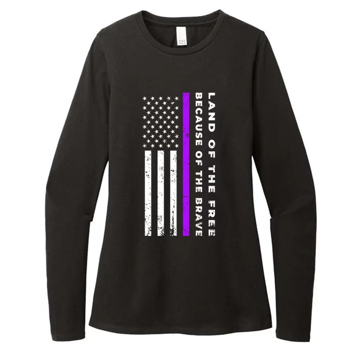 Thin Purple Line Land Of The Free Because Of The Brave Gift Womens CVC Long Sleeve Shirt