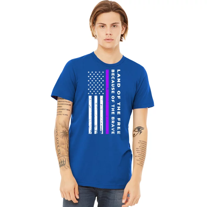 Thin Purple Line Land Of The Free Because Of The Brave Gift Premium T-Shirt