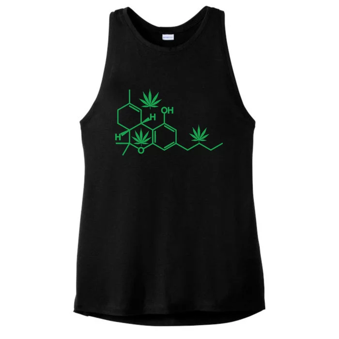 THC POT LEAF MOLECULE Ladies Tri-Blend Wicking Tank