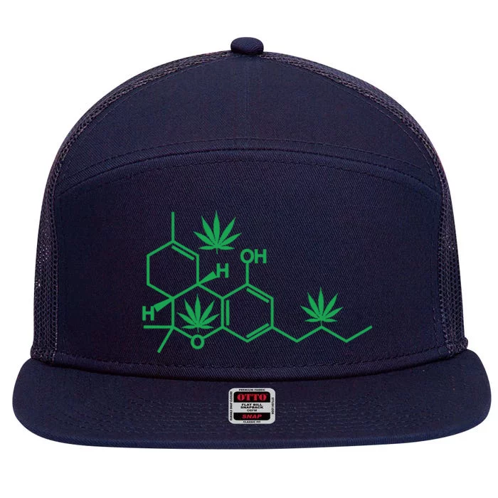 THC POT LEAF MOLECULE 7 Panel Mesh Trucker Snapback Hat