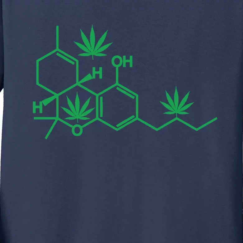 THC POT LEAF MOLECULE Kids Long Sleeve Shirt