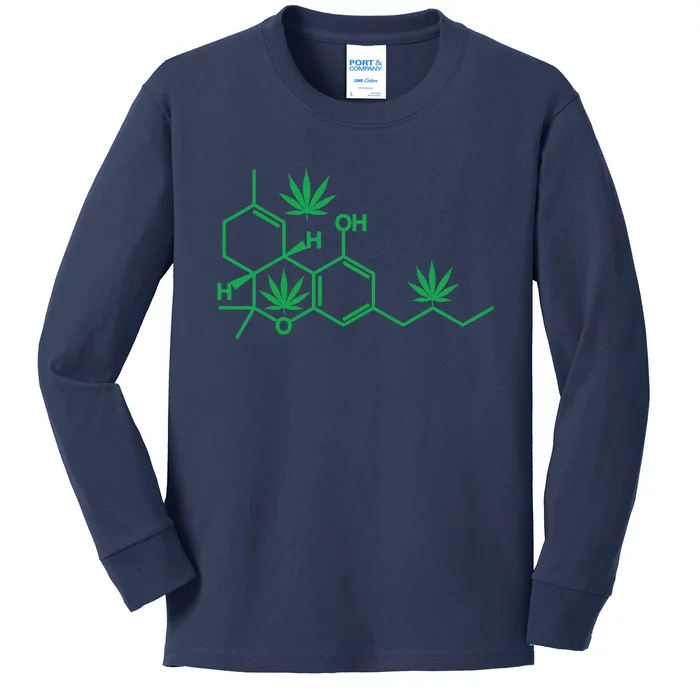 THC POT LEAF MOLECULE Kids Long Sleeve Shirt