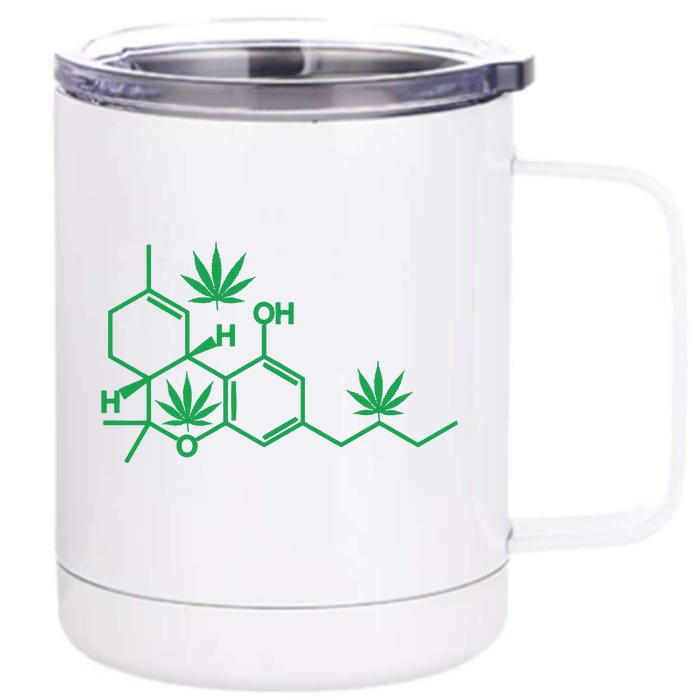 THC POT LEAF MOLECULE Front & Back 12oz Stainless Steel Tumbler Cup