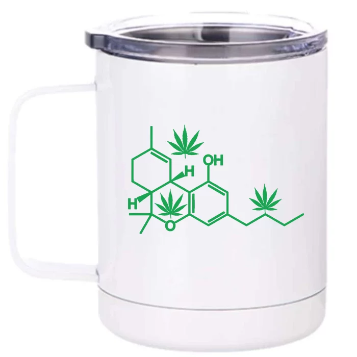 THC POT LEAF MOLECULE Front & Back 12oz Stainless Steel Tumbler Cup