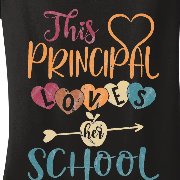 This Principal Loves Her School Teacher Funny Principal Women's V-Neck T-Shirt