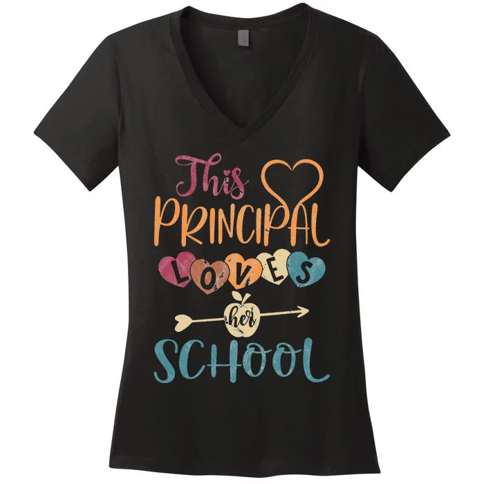 This Principal Loves Her School Teacher Funny Principal Women's V-Neck T-Shirt