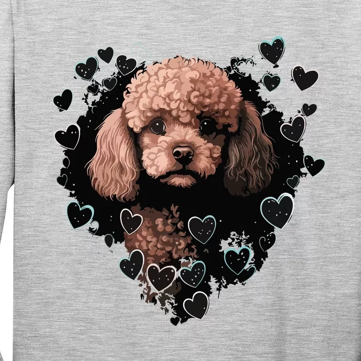 Toy Poodle Love Heart For Valentines Day On Poodle Lover Tall Long Sleeve T-Shirt