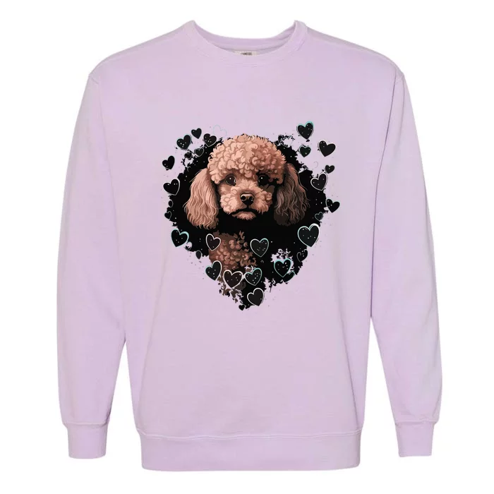 Toy Poodle Love Heart For Valentines Day On Poodle Lover Garment-Dyed Sweatshirt