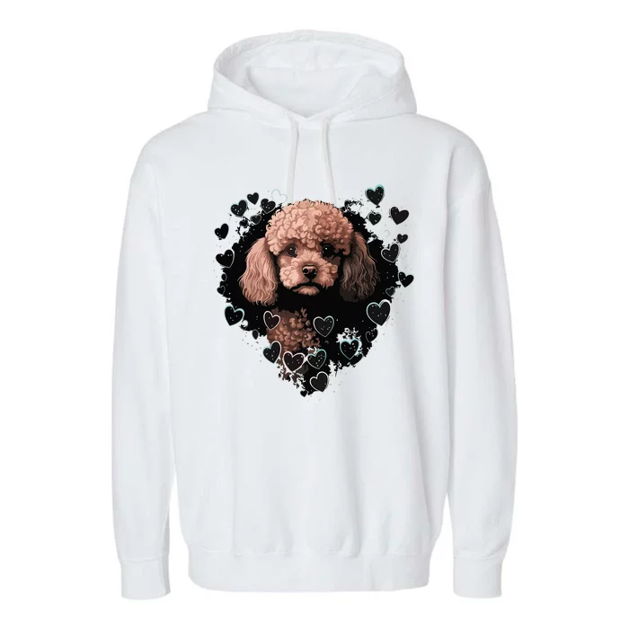 Toy Poodle Love Heart For Valentines Day On Poodle Lover Garment-Dyed Fleece Hoodie