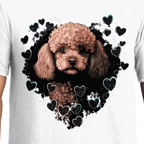 Toy Poodle Love Heart For Valentines Day On Poodle Lover Pajama Set