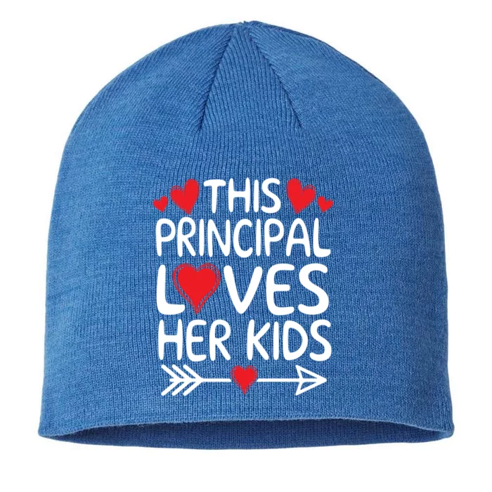 This Principal Loves Her Valentines Day Hearts School Funny Gift 8 1/2in Sustainable Knit Beanie