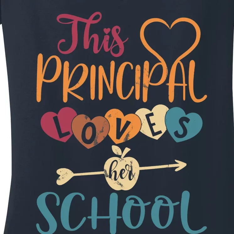 This Principal Loves Her School Teacher Funny Principal Women's V-Neck T-Shirt