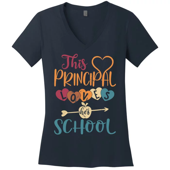 This Principal Loves Her School Teacher Funny Principal Women's V-Neck T-Shirt