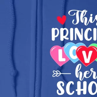 This Principal Loves Her School Gift Funny Valentine's Day Cute Gift Full Zip Hoodie