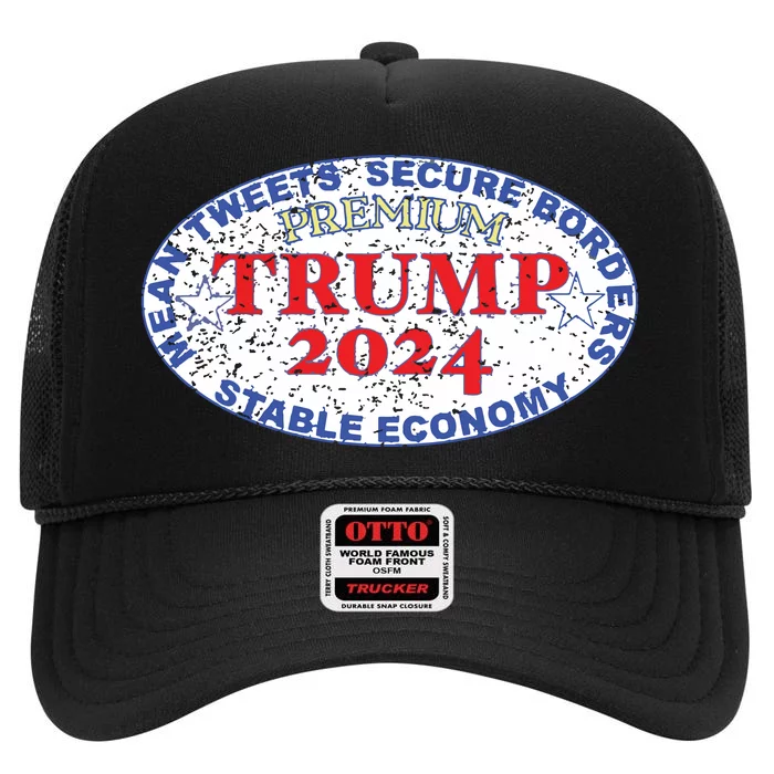 Trump Premium Label Distressed High Crown Mesh Trucker Hat