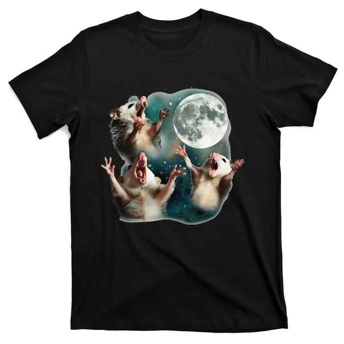 Three Possum Moon 3 Opossum Funny Weird Cursed Meme T-Shirt ...