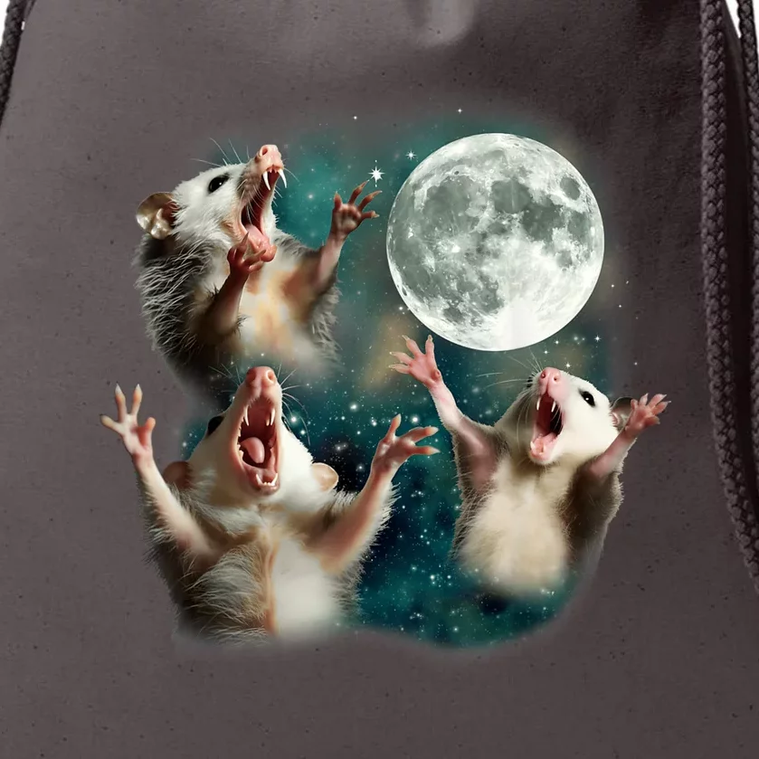 Three Possum Moon | 3 Opossum Funny Weird Cursed Meme Drawstring Bag