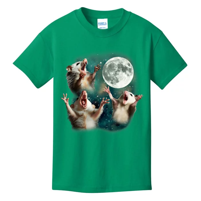 Three Possum Moon | 3 Opossum Funny Weird Cursed Meme Kids T-Shirt