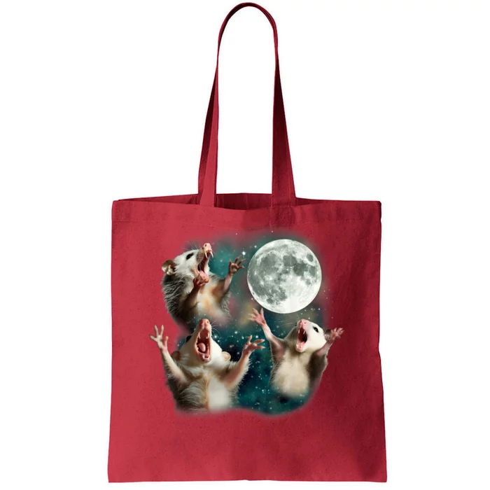 Three Possum Moon | 3 Opossum Funny Weird Cursed Meme Tote Bag