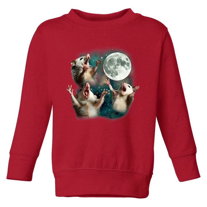 Three Possum Moon | 3 Opossum Funny Weird Cursed Meme Toddler Sweatshirt