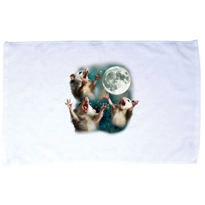 Three Possum Moon | 3 Opossum Funny Weird Cursed Meme Microfiber Hand Towel