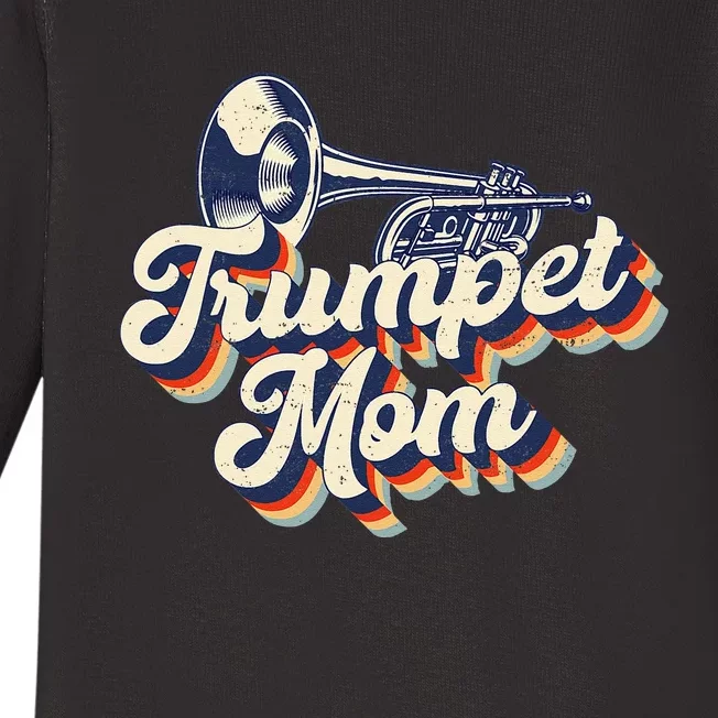 Trumpet Player Mom Mother Retro Vintage Trumpet Mom Baby Long Sleeve Bodysuit