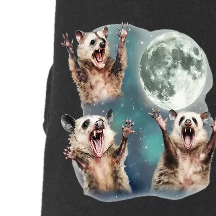 Three Possum Moon 3 Opossum And Dead Moon Weird Cursed Meme Doggie 3-End Fleece Hoodie