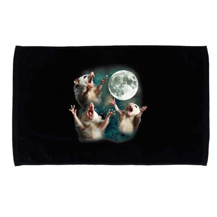 Three Possum Moon 3 Opossum Funny Weird Cursed Meme Microfiber Hand Towel