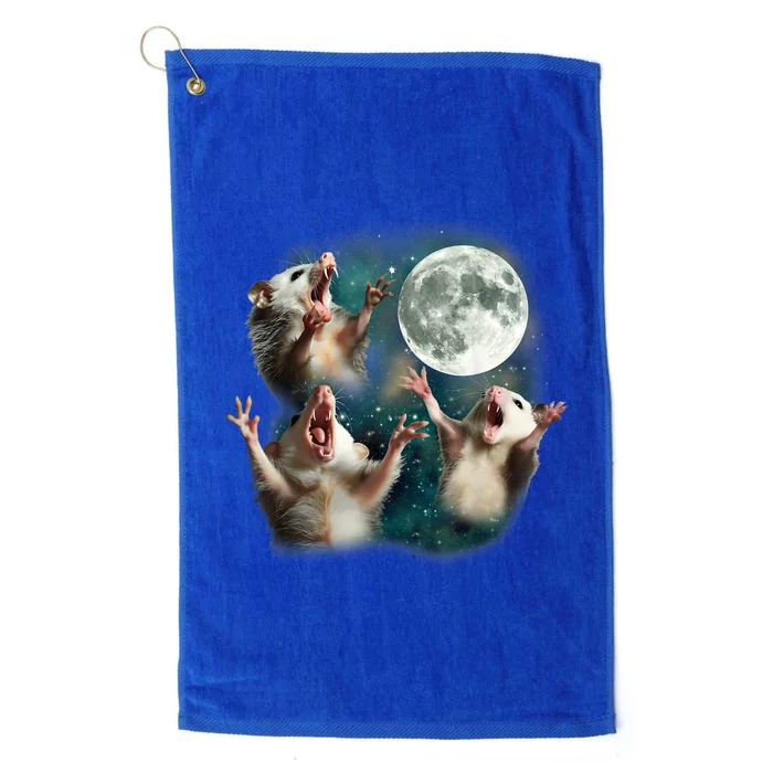 Three Possum Moon 3 Opossum Funny Weird Cursed Meme Platinum Collection Golf Towel