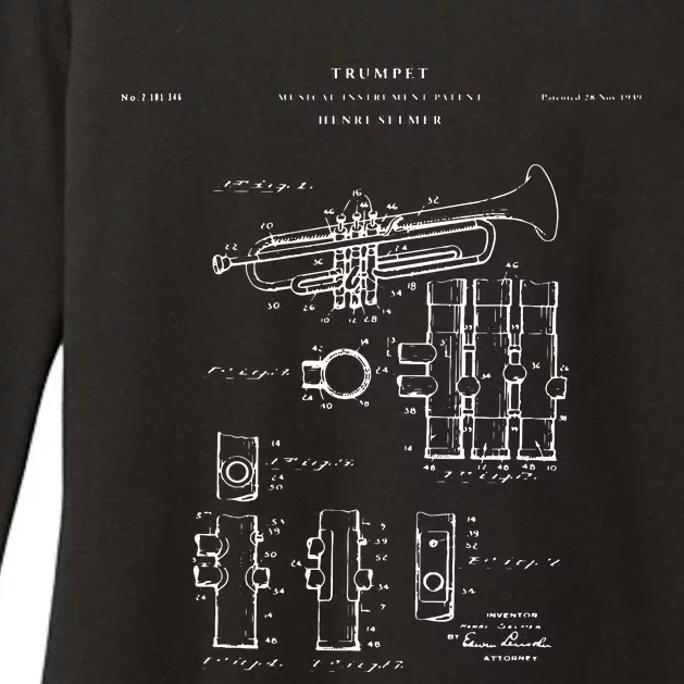 Trumpet Patent Music Womens CVC Long Sleeve Shirt