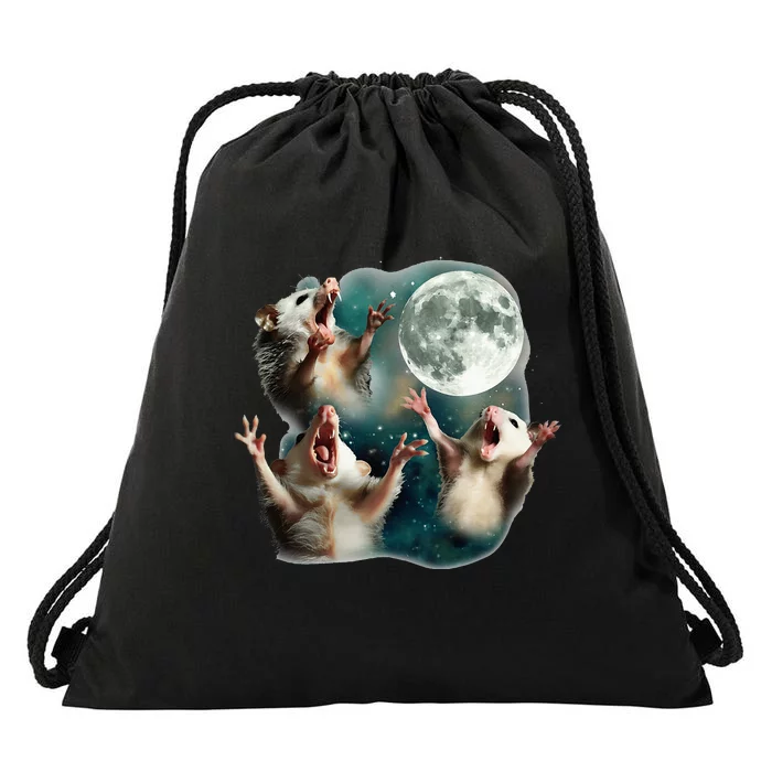 Three Possum Moon 3 Opossum Drawstring Bag