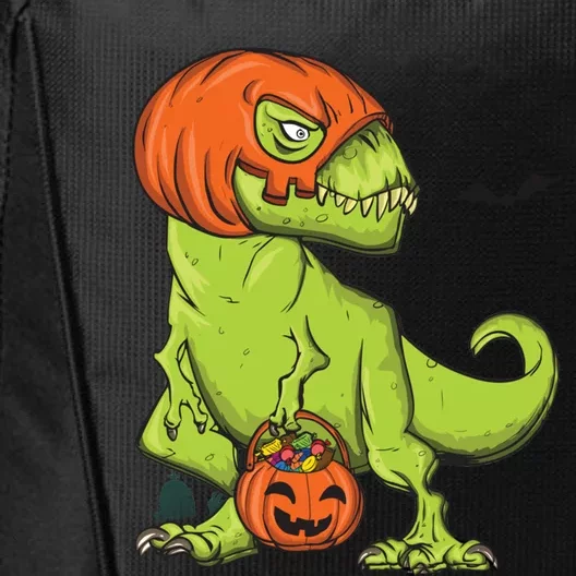 Trex Pumpkin Mask Costume Halloween Tyrannosaurus Dinosaur Cool Gift City Backpack