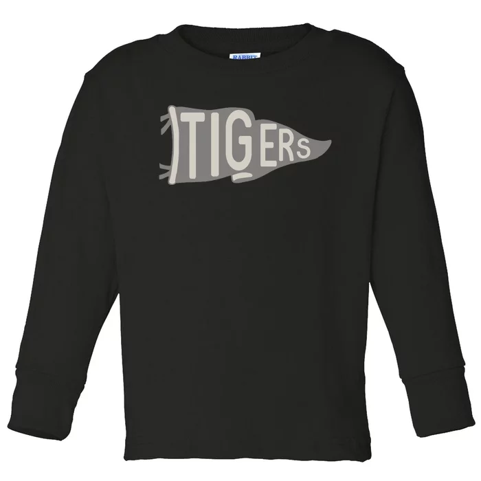 Tigers Pennant Mascot Toddler Long Sleeve Shirt