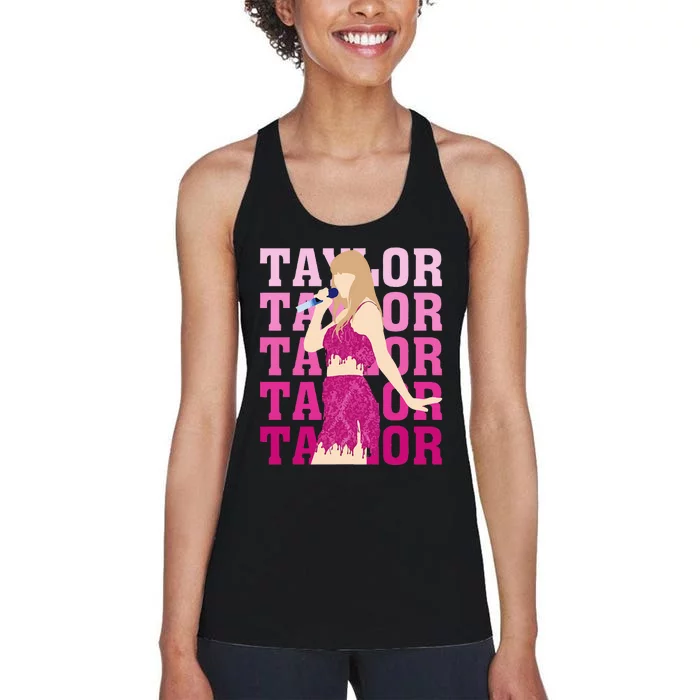 Taylor Personalized Name I Love Taylor Girl Groovy Women's Racerback Tank