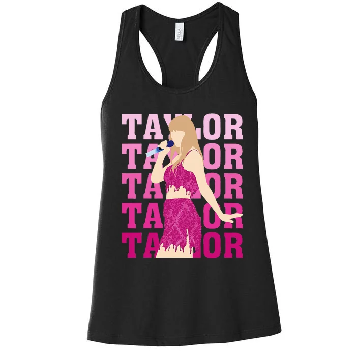 Taylor Personalized Name I Love Taylor Girl Groovy Women's Racerback Tank