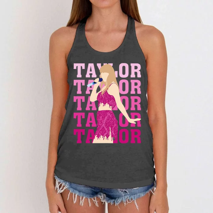 Taylor Personalized Name I Love Taylor Girl Groovy Women's Knotted Racerback Tank