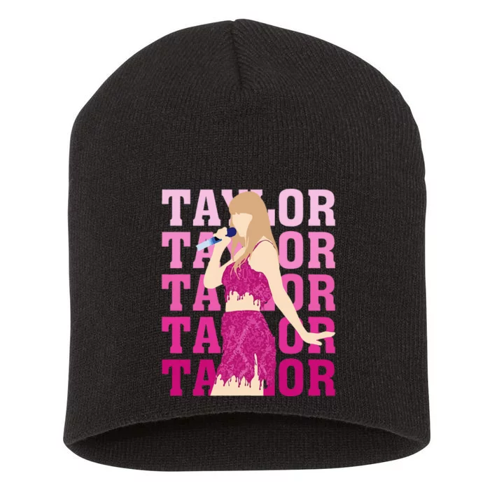 Taylor Personalized Name I Love Taylor Girl Groovy Short Acrylic Beanie