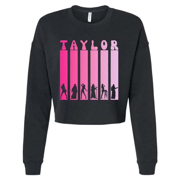 Taylor Personalized Name I Love Taylor Girl Groovy Cropped Pullover Crew